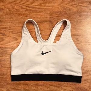 White Nike Padded Compression Sports Bra
